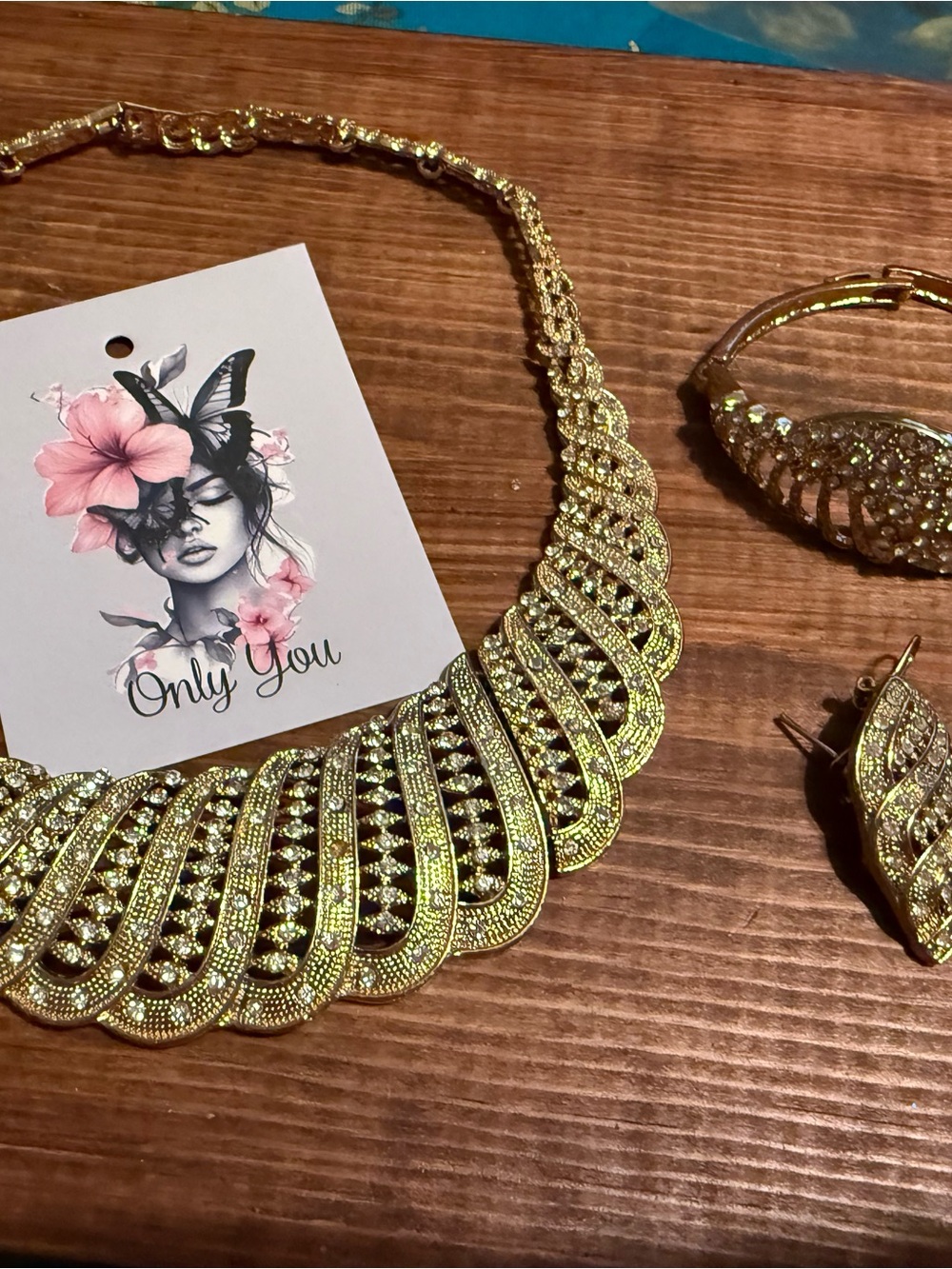 Gold Statement Necklace and Earring Set by Only You
